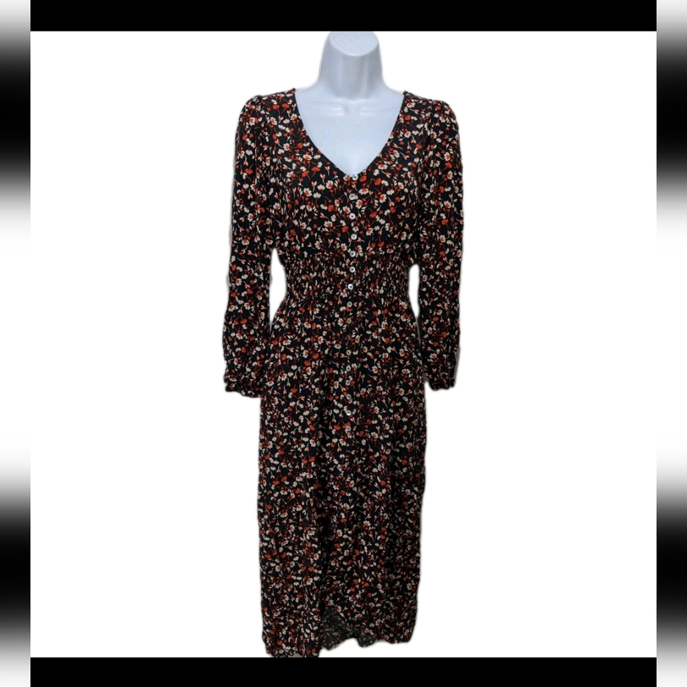 Lola Grace Button Long Sleeve Floral Maxi Dress M 90s Y2K Whimsigoth drs3.4
